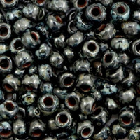 Miyuki rocailles Perlen 6/0 - Opaque picasso black 6-4511